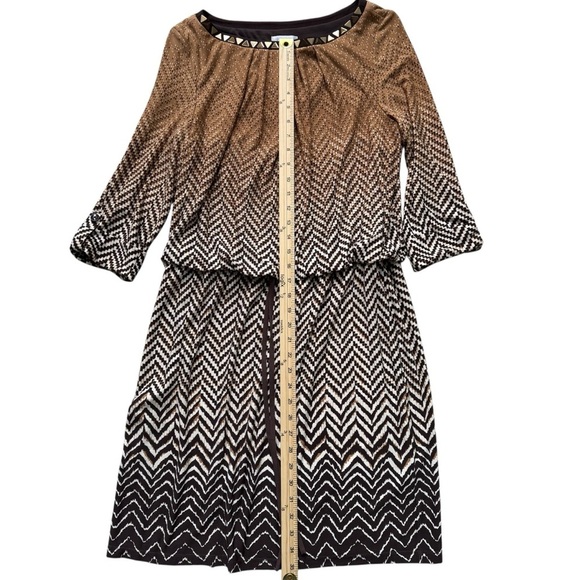 London Times Blouson/Drawstring Shift Dress‎ With 3/4 Buttoned Sleeve,Size 12 - Picture 6 of 12